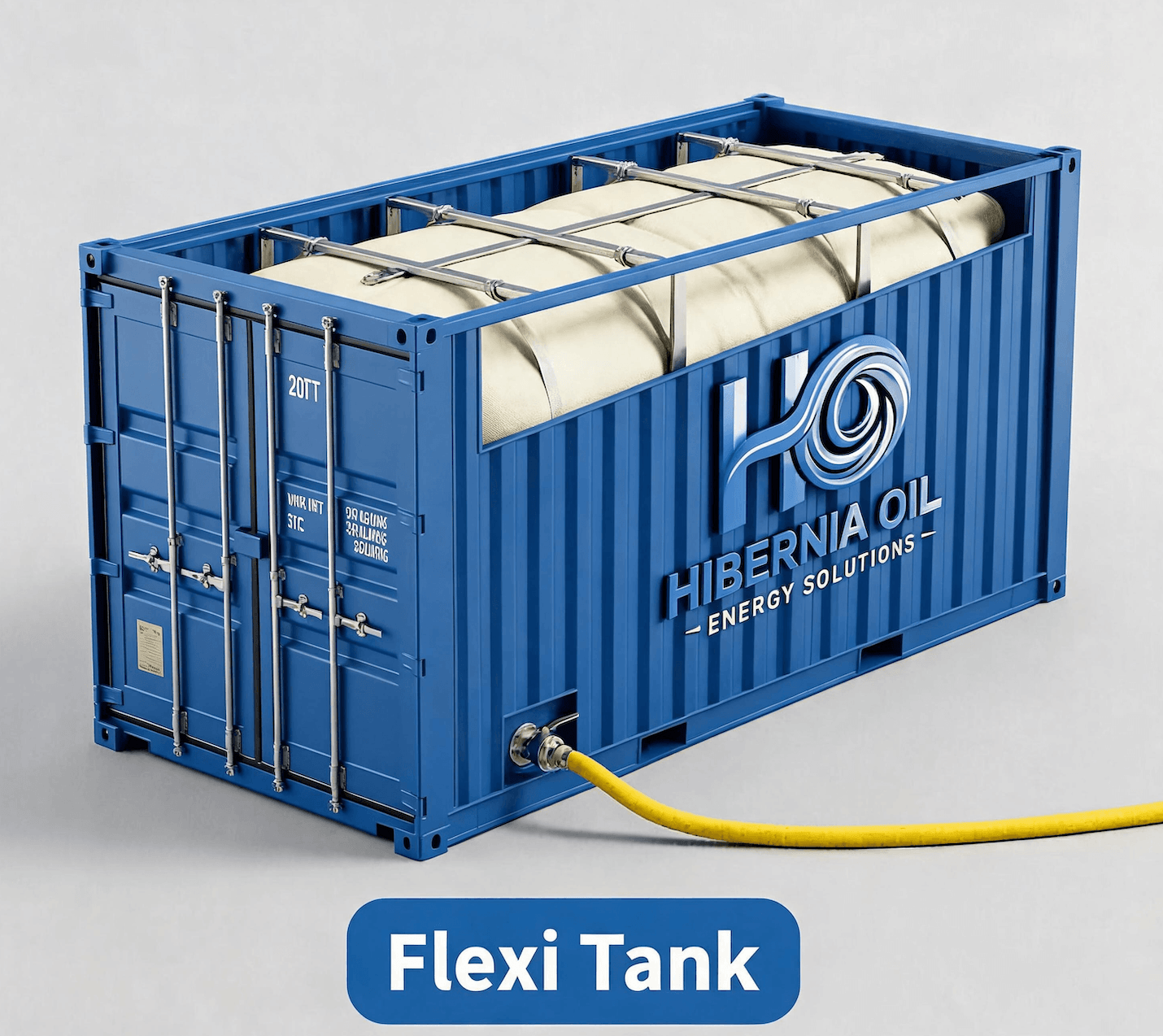 Hibernia Oil Flexi Tank — flexible bladder tank fitted inside a 20ft container for bulk liquid export